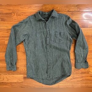 Rodd & Gunn Linen Button Down Shirt Gray Men’s Size S Italian Fabric Casual